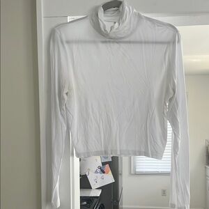 White Turtleneck Long Sleeve Top